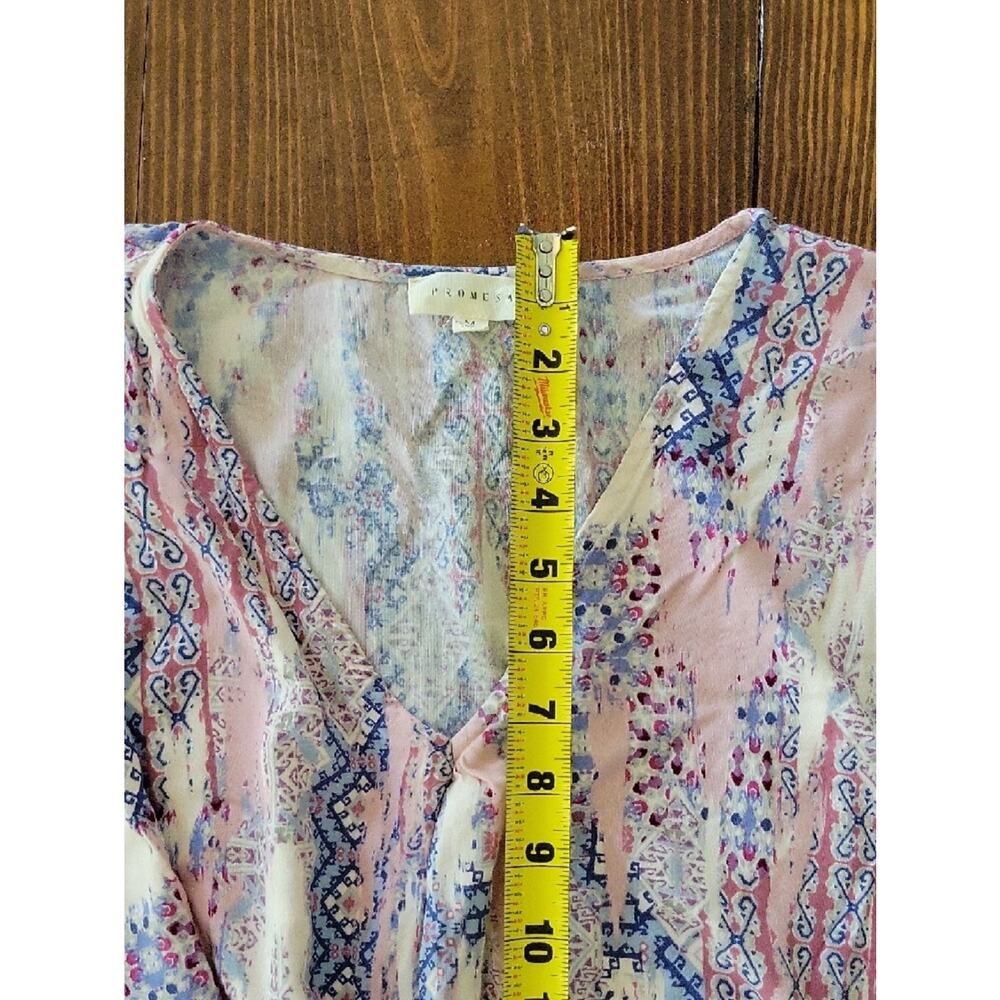 Promesa Boho Mixed Print Knot-Front Crop Top Womens Sz M — image 8 of 8